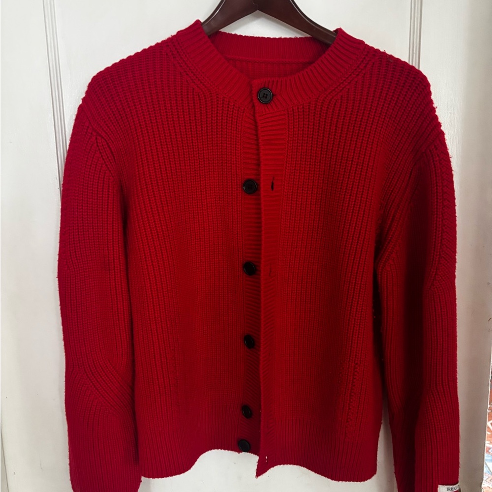 Recto Red Chunky Cardigan